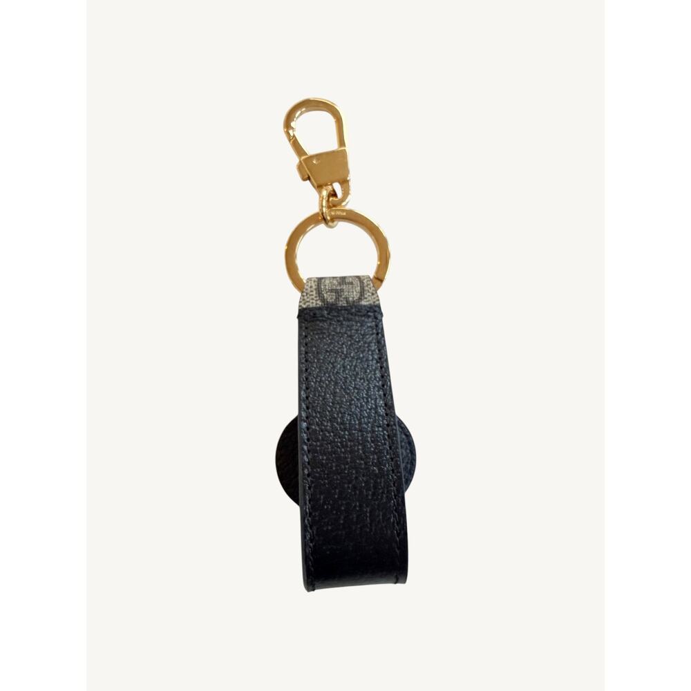 Gucci Interlocking G Keychain Ring Bag Charm GG Supreme Black Leather 701432 NIB - Picture 5 of 14